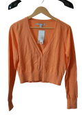 Modify Thrift Old Navy bright peach orange cropped V-neck cardigan with button-up front and ribbed hem and cuffs