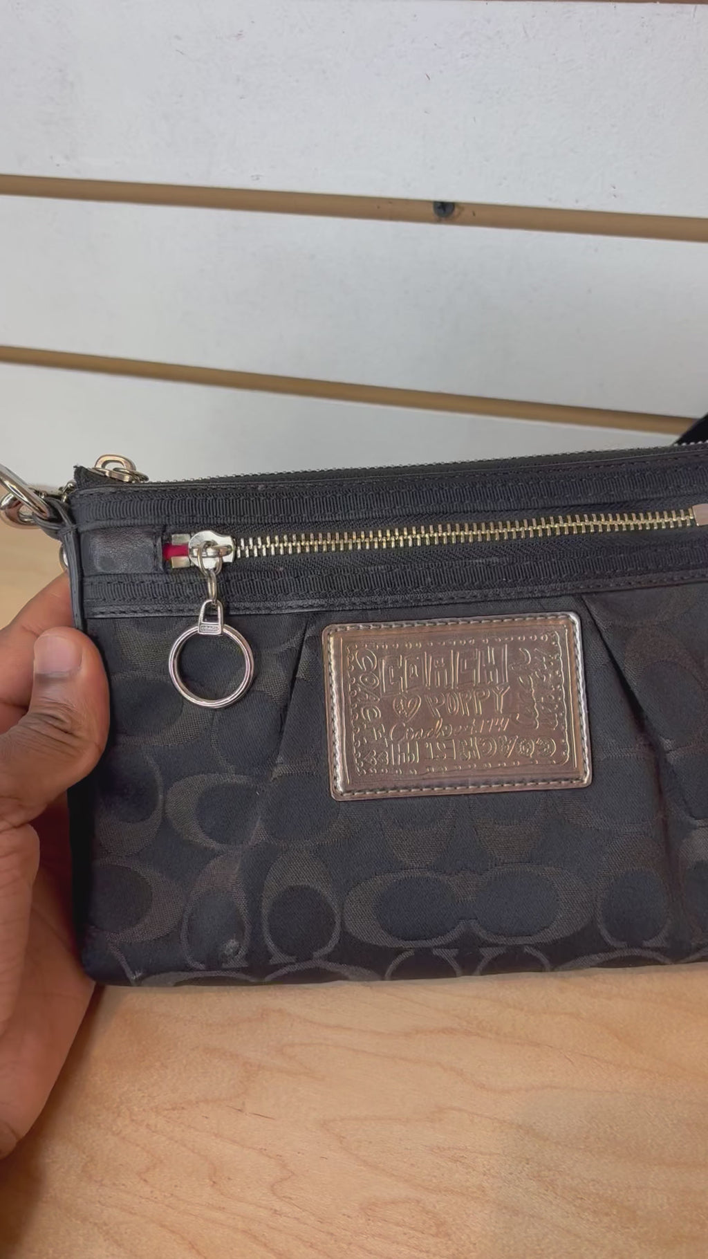 Coach Poppy Black Signature Jacquard Demi Crossbody Bag