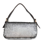 FENDI Baguette Silver Sequin Shoulder Bag