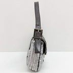 FENDI Baguette Silver Sequin Shoulder Bag