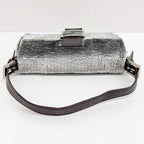FENDI Baguette Silver Sequin Shoulder Bag