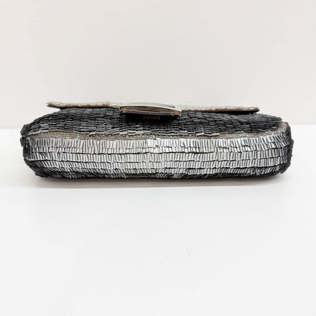 FENDI Baguette Silver Sequin Shoulder Bag