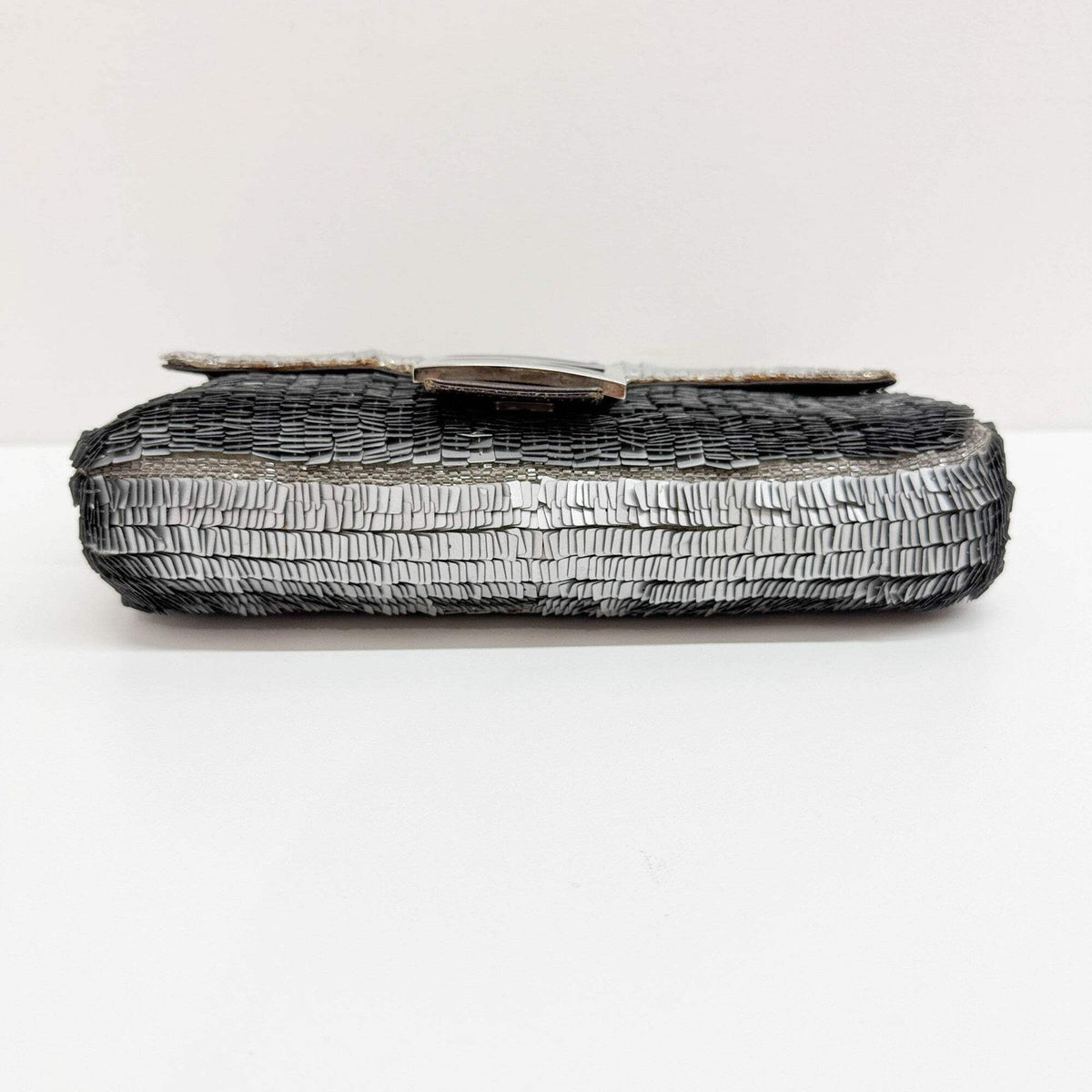 FENDI Baguette Silver Sequin Shoulder Bag