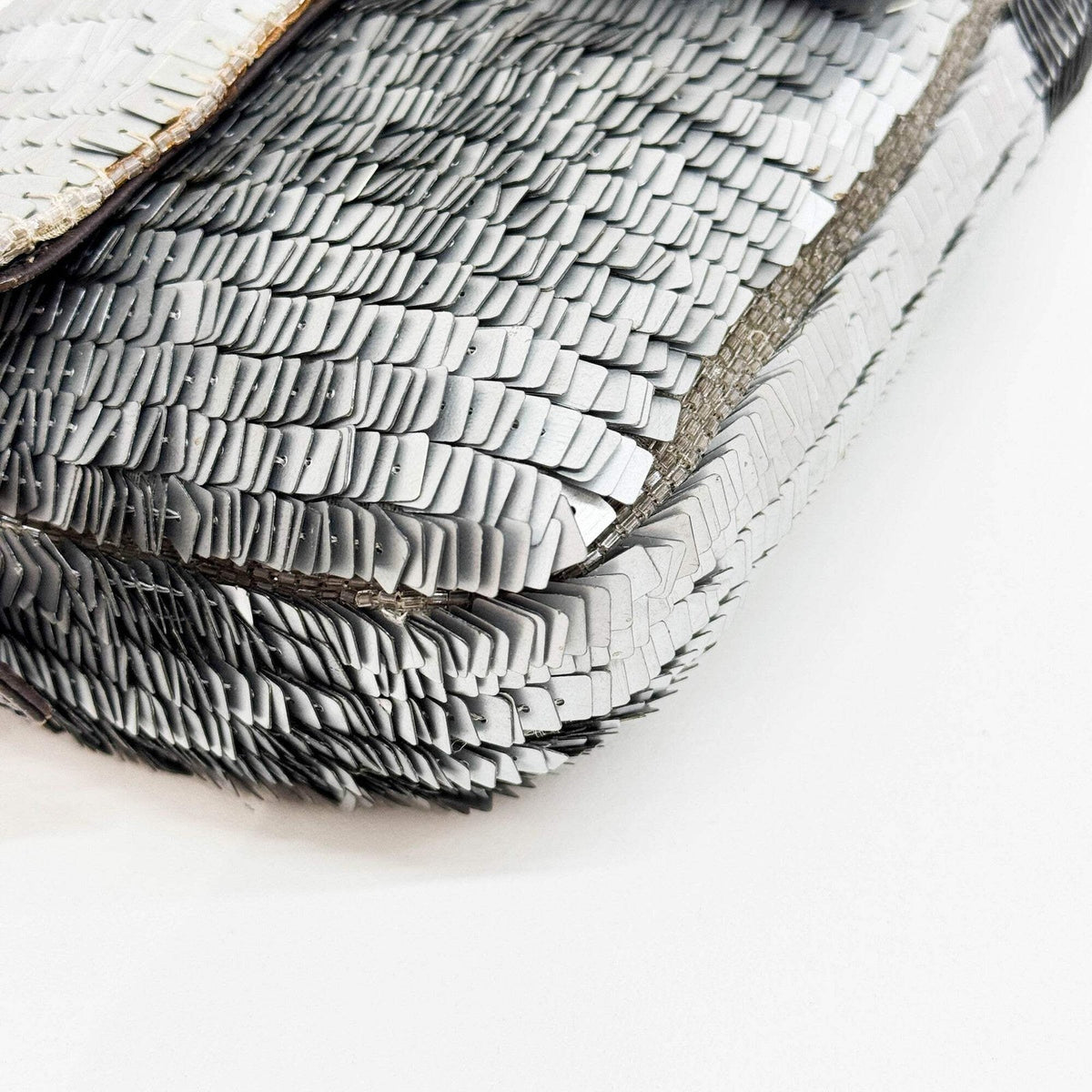 FENDI Baguette Silver Sequin Shoulder Bag