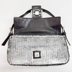 FENDI Baguette Silver Sequin Shoulder Bag