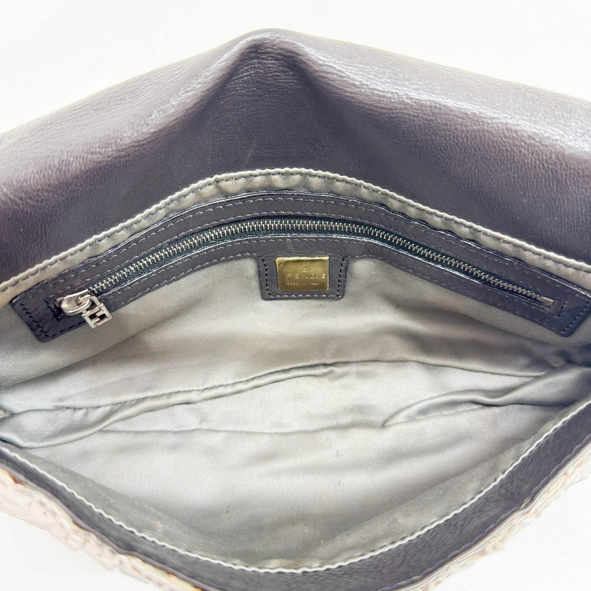FENDI Baguette Silver Sequin Shoulder Bag