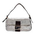 FENDI Baguette Silver Sequin Shoulder Bag